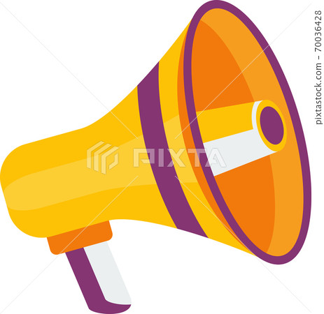Advertising business concept. Huge megaphone. Promotion of goods and services for potential customers, target audience. Flat vector cartoon illustration. Advertising business concept. Huge megaphone. Promotion of goods and services for potential customers, target audience. Flat vector cartoon illustration. 70036428