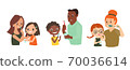 Diverse Family Brushing their Teeth together. 70036614