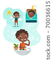 black boy brushing teeth illustration 70036615