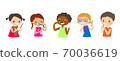Multiracial kids brushing their Teeth. 70036619