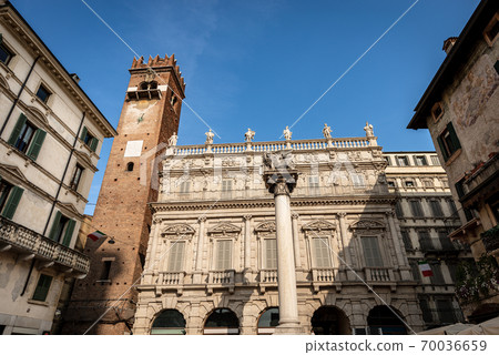 Maffei Palace and Gardello Tower - Piazza delle Erbe Verona Italy Maffei Palace and Gardello Tower - Piazza delle Erbe Verona Italy 70036659