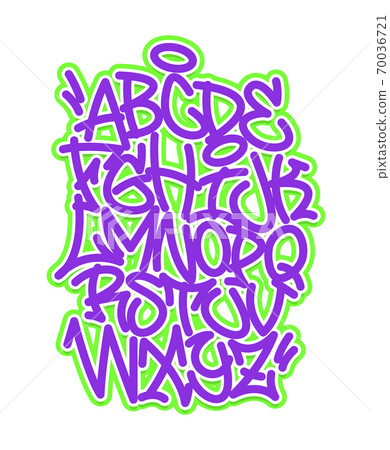 Handwritten graffiti font alphabet. Vector illustration set Handwritten graffiti font alphabet. Vector illustration set 70036721