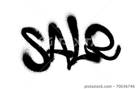 Sprayed sale font graffiti with overspray in black over white. Vector illustration. 70036746