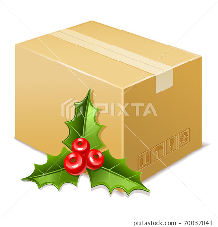 Delivery. Christmas box icon. Mistletoe 70037041