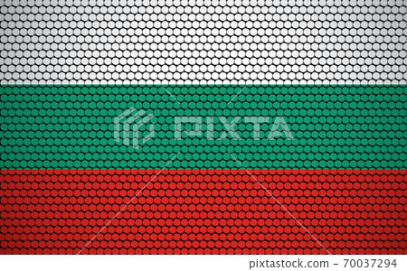 Abstract flag of Bulgaria made of circles. Bulgarian flag designed with colored dots giving it a modern and futuristic abstract look. Abstract flag of Bulgaria made of circles. Bulgarian flag designed with colored dots giving it a modern and futuristic abstract look. 70037294