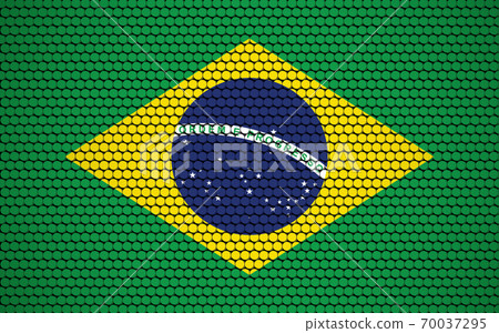 Abstract flag of Brazil made of circles. Brazilian flag designed with colored dots giving it a modern and futuristic abstract look. Abstract flag of Brazil made of circles. Brazilian flag designed with colored dots giving it a modern and futuristic abstract look. 70037295