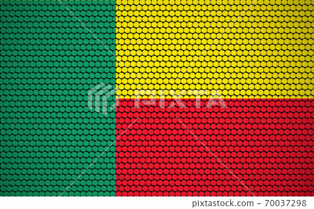 Abstract flag of Benin made of circles. Beninese flag designed with colored dots giving it a modern and futuristic abstract look. Abstract flag of Benin made of circles. Beninese flag designed with colored dots giving it a modern and futuristic abstract look. 70037298
