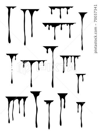 Hand drawn paint splatter, melt. Liquid leak. Ink drops. Vector isolated templates. 70037341