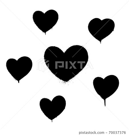 Sprayed graffiti hearts set in black on white. Vector illustration Sprayed graffiti hearts set in black on white. Vector illustration 70037376