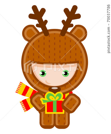 Christmas deer whis present isolated on white  70037786