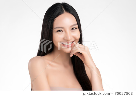 Beautiful young asian woman with clean fresh skin on white background, Face care, Facial treatment, Beautiful young asian woman with clean fresh skin on white background, Face care, Facial treatment, 70037808