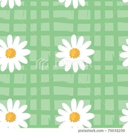 Daisy flower seamless pattern on green background Daisy flower seamless pattern on green background 70038200