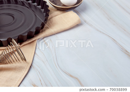 Composition with baking utensils and cooking ingredients for tarts, cookies, dough and pastry Composition with baking utensils and cooking ingredients for tarts, cookies, dough and pastry 70038899