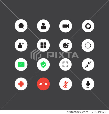 Set of the video chat user interface icons Set of the video chat user interface icons 70039372