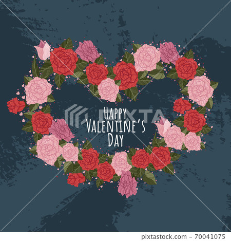 Cute posters with valentines day elements greetings, heart shape frame, vector illustration in flat cartoon style. Flyers, invitation, poster, brochure, banner. 70041075