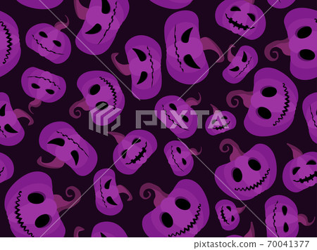 Spooky pumpkins seamless pattern. Jack-o-lantern. Halloween festive background for wrapping paper, print, fabric and printing. Vector illustration 70041377