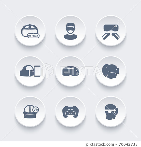 virtual reality, VR icons set 70042735