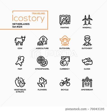 Netherlands - modern line design style icons set Netherlands - modern line design style icons set 70043195
