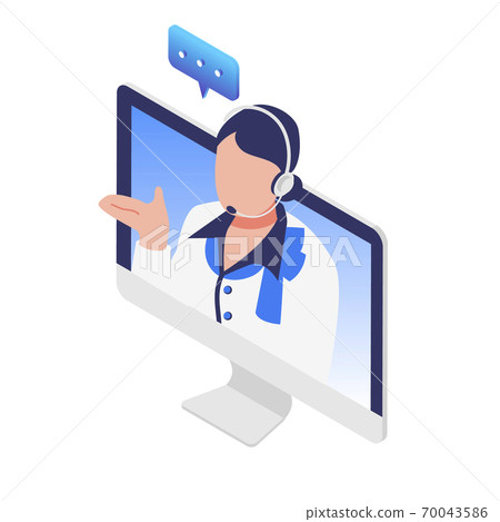 負責客戶支持的女人的插圖素材 負責客戶支持的女人的插圖素材 70043586