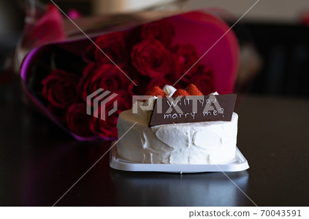 will you marry me shortcake with chocolate plate and 12 roses 70043591