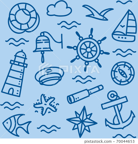 Marine theme. Seamless funny sea kids pattern Marine theme. Seamless funny sea kids pattern 70044653
