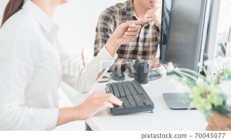 Programmer working in a software development and coding technologies. Website design.Technology concept. 70045077