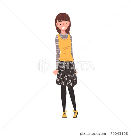 Smiling Teenage Girl, Happy Schoolgirl, Classmate or Friend Character Wearing Fashionable Clothes Cartoon Style Vector Illustration Smiling Teenage Girl, Happy Schoolgirl, Classmate or Friend Character Wearing Fashionable Clothes Cartoon Style Vector Illustration 70045168