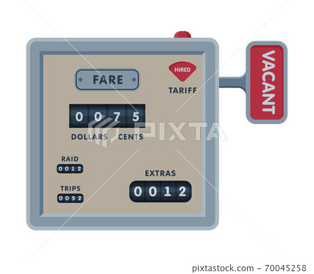 Taximeter Device Calculating Equipment, Taxi Car Measurement Appliance Vector Illustration on White Background Taximeter Device Calculating Equipment, Taxi Car Measurement Appliance Vector Illustration on White Background 70045258