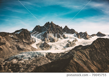 Incredible view of mountain peak in French Alps 70045755