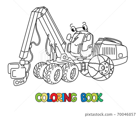 Funny harvester car with eyes coloring book 70046857