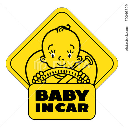 Baby in car. Back window sticker or sign Baby in car. Back window sticker or sign 70046899