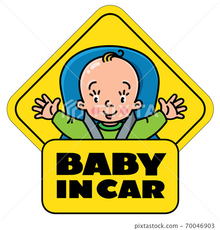 Baby in car seat. Back window sticker or sign 70046903