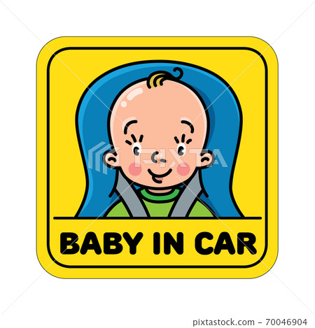 Baby in car seat. Back window sticker or sign Baby in car seat. Back window sticker or sign 70046904