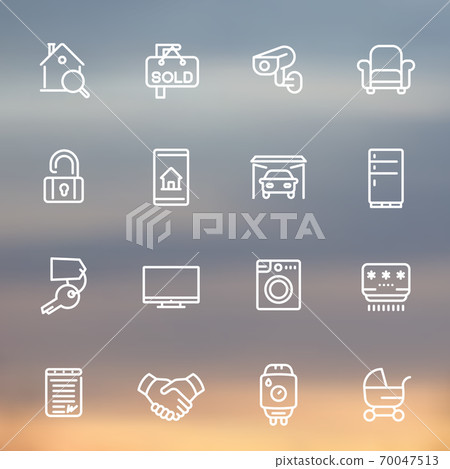 Real estate, apartments for rent, sale line icons 70047513