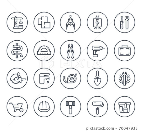 construction and house renovation line icons 70047933