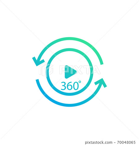 360 degrees video play icon 70048065
