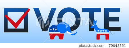 Presidential election in USA 2020 design template. Donkey and elephant symbols of political parties in America. Vector illustration of vote Presidential election in USA 2020 design template. Donkey and elephant symbols of political parties in America. Vector illustration of vote 70048361