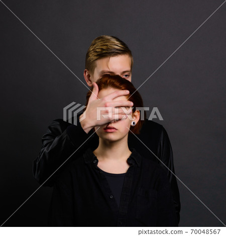 Desparate wife with aggressive husband in domestic violence conception 70048567