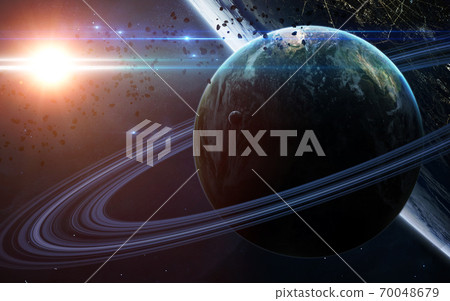 Abstract scientific background - glowing planet in space Abstract scientific background - glowing planet in space 70048679