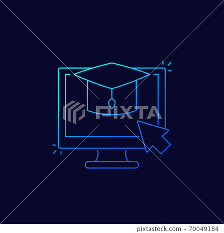 e-learning, online education, linear icon e-learning, online education, linear icon 70049184