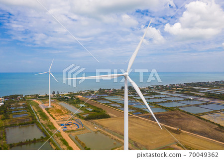 wind turbine farm near coastline in south of Thailand 70049362