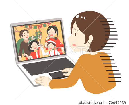 一個在網上看到聖誕節時感到孤獨的女人(無排隊) 一個在網上看到聖誕節時感到孤獨的女人(無排隊) 70049689