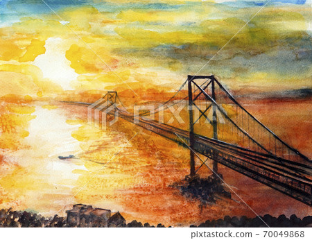 Naruto Kancho Honshu Bridge Sunset Sunset Naruto Strait Sunset 70049868
