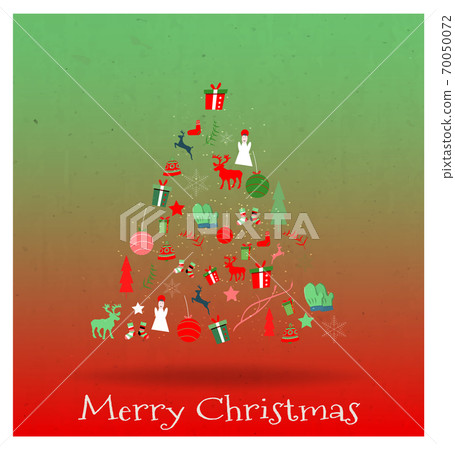 Vintage Christmas and Happy New Year greeting card with christmas tree and seasonal elements.  For posters, banners, sales and other winter events. Vector illustration EPS 10. 70050072