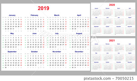 Calendar Grid For 19 And 21 Years Stock Illustration