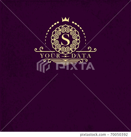 Perfect art frame for design of the monogram or logo. Golden lovely border. Graphic sign for create of catalogs and menus of perfumes, cafes, boutiques. 70050392