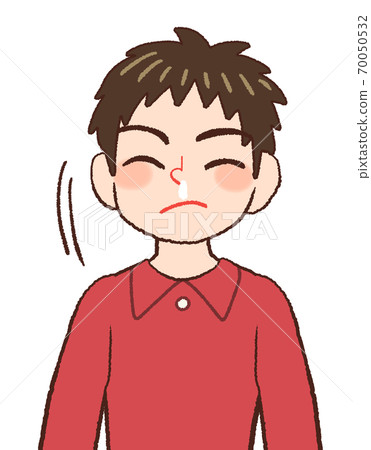 Illustration Of A Boy With A Runny Nose - Stock Illustration [70050532 