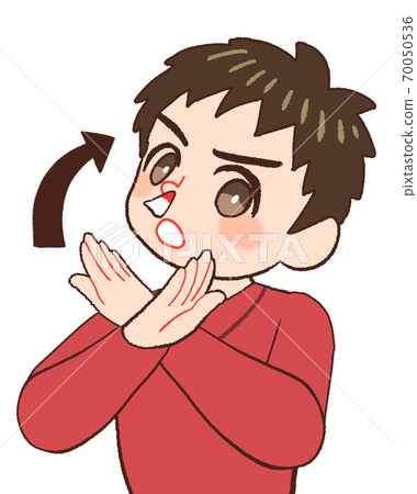 Illustration of a boy's companion who turns up when he has a nosebleed Illustration of a boy's companion who turns up when he has a nosebleed 70050536