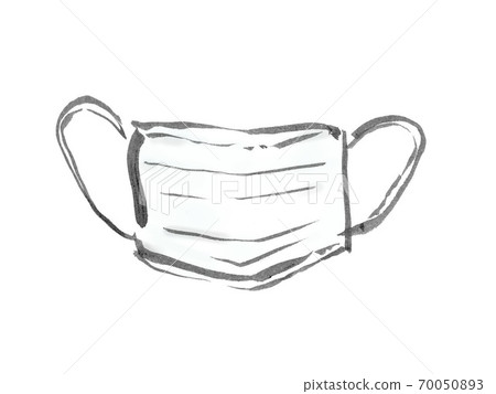 Hand drawn illustration material of white mask 70050893