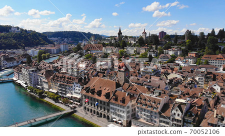Amazing aerial view over the historic district of Lucerne in Switzerland 70052106